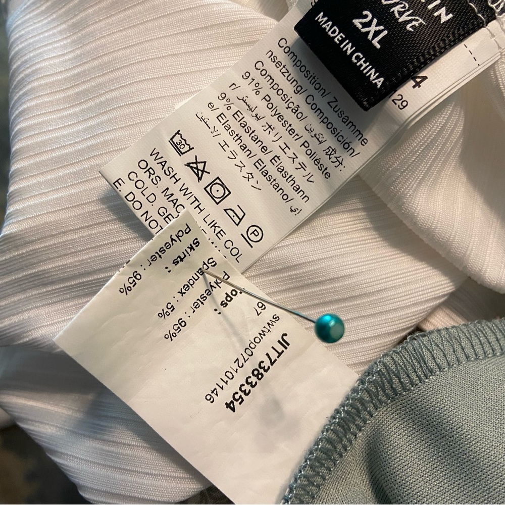 3/$12 Shein Curve Bundle White Asymmetrical Tube Top & Sage Green Pencil Skirt - Picture 12 of 14